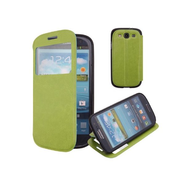 CUSTODIA FLIP ORIZZONTALE PELLE per SAMSUNG I9300 GALAXY S3 CON STAND, FINESTRA ID ED INTERNO IN TPU COLORE VERDE CUSTODIA FLIP ORIZZONTALE PELLE per SAMSUNG I9300 GALAXY S3 CON STAND, FINESTRA ID ED INTERNO IN TPU COLORE VERDE