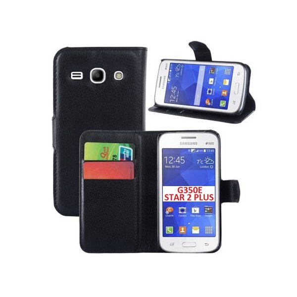 CUSTODIA FLIP ORIZZONTALE PELLE per SAMSUNG G350E GALAXY STAR 2 PLUS CON STAND E TASCHE PORTA CARTE COLORE NERO CUSTODIA FLIP ORIZZONTALE PELLE per SAMSUNG G350E GALAXY STAR 2 PLUS CON STAND E TASCHE PORTA CARTE COLORE NERO