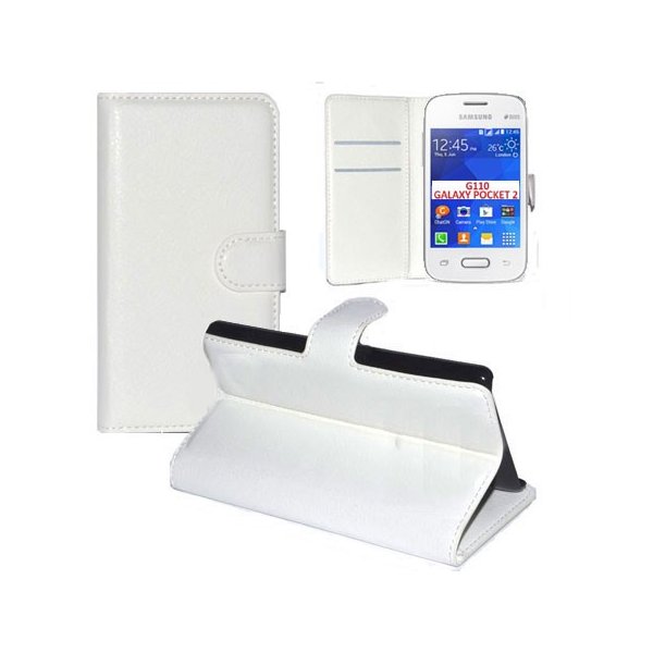 CUSTODIA FLIP ORIZZONTALE PELLE per SAMSUNG G110 GALAXY POCKET 2 CON STAND, TASCHE PORTA CARTE E CHIUSURA MAGNETICA BIANCO CUSTODIA FLIP ORIZZONTALE PELLE per SAMSUNG G110 GALAXY POCKET 2 CON STAND, TASCHE PORTA CARTE E CHIUSURA MAGNETICA BIANCO