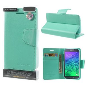 CUSTODIA FLIP ORIZZONTALE PELLE per SAMSUNG G850 GALAXY ALPHA CON INTERNO IN SILICONE E STAND COLORE VERDE ACQUA SONATA BLISTER