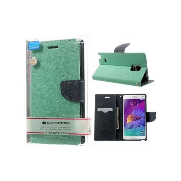 CUSTODIA FLIP ORIZZONTALE per SAMSUNG GALAXY NOTE 4 CON INTERNO IN TPU E STAND VERDE ACQUA FANCY DIARY BLISTER MERCURY CUSTODIA FLIP ORIZZONTALE per SAMSUNG GALAXY NOTE 4 CON INTERNO IN TPU E STAND VERDE ACQUA FANCY DIARY BLISTER MERCURY
