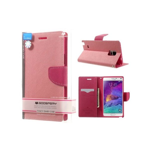 CUSTODIA FLIP ORIZZONTALE per SAMSUNG GALAXY NOTE 4 CON INTERNO IN TPU E STAND COLORE ROSA FANCY DIARY BLISTER MERCURY CUSTODIA FLIP ORIZZONTALE per SAMSUNG GALAXY NOTE 4 CON INTERNO IN TPU E STAND COLORE ROSA FANCY DIARY BLISTER MERCURY