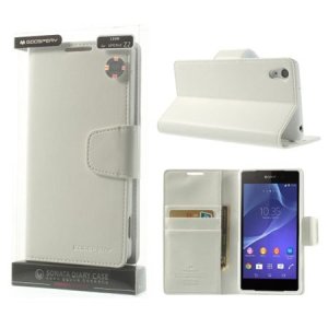 CUSTODIA FLIP ORIZZONTALE PELLE per SONY XPERIA Z2 CON INTERNO IN TPU SILICONE E STAND COLORE BIANCO SONATA BLISTER