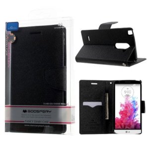 CUSTODIA FLIP ORIZZONTALE per LG G3 STYLUS D690 CON INTERNO IN TPU, STAND E PORTA CARTE COLORE NERO FANCY DIARY BLISTER MERCURY