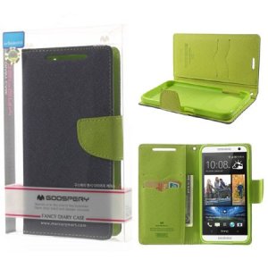 CUSTODIA FLIP ORIZZONTALE per HTC DESIRE 610 CON INTERNO IN TPU E PORTA CARTE COLORE BLU FANCY DIARY BLISTER MERCURY