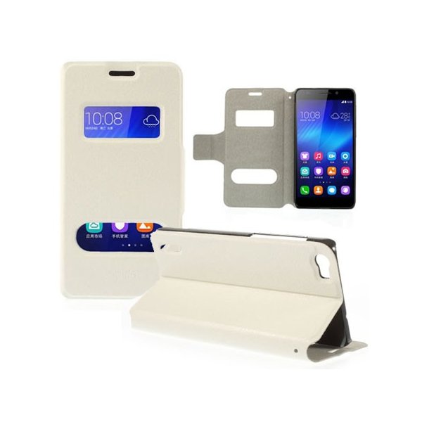 CUSTODIA FLIP ORIZZONTALE SLIM per HUAWEI HONOR 6 CON DOPPIA FINESTRA ID E STAND COLORE BIANCO CUSTODIA FLIP ORIZZONTALE SLIM per HUAWEI HONOR 6 CON DOPPIA FINESTRA ID E STAND COLORE BIANCO
