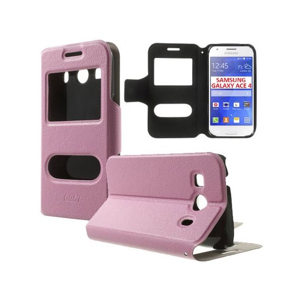 CUSTODIA FLIP ORIZZONTALE SLIM per SAMSUNG G357 GALAXY ACE 4 CON DOPPIA FINESTRA ID, STAND E CHIUSURA MAGNETICA COLORE ROSA CUSTODIA FLIP ORIZZONTALE SLIM per SAMSUNG G357 GALAXY ACE 4 CON DOPPIA FINESTRA ID, STAND E CHIUSURA MAGNETICA COLORE ROSA