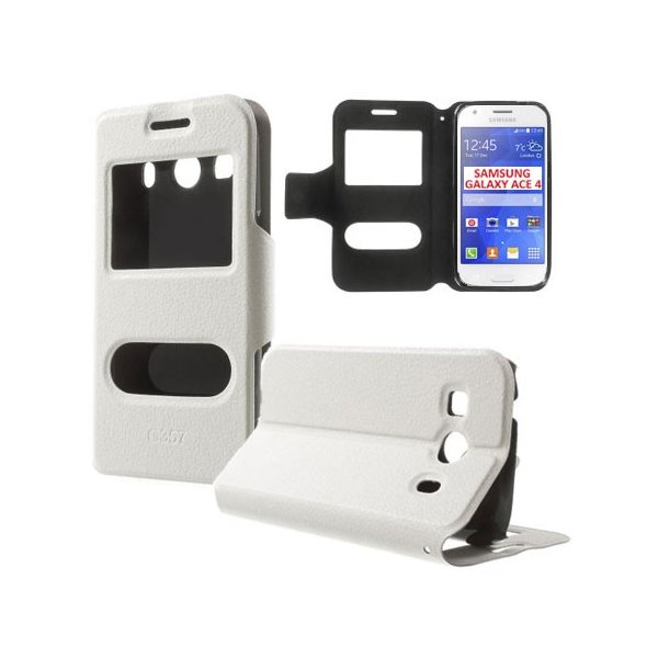 CUSTODIA FLIP ORIZZONTALE SLIM per SAMSUNG G357 GALAXY ACE 4 CON DOPPIA FINESTRA ID, STAND E CHIUSURA MAGNETICA COLORE BIANCO CUSTODIA FLIP ORIZZONTALE SLIM per SAMSUNG G357 GALAXY ACE 4 CON DOPPIA FINESTRA ID, STAND E CHIUSURA MAGNETICA COLORE BIANCO