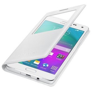 CUSTODIA S VIEW COVER ORIGINALE SAMSUNG COLORE BIANCO per SM-A500 GALAXY A5 (NO VERSIONE 2016) CON FINESTRA ID BLISTER