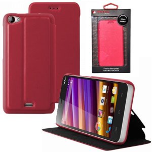CUSTODIA FLIP ORIZZONTALE PELLE per WIKO JIMMY CON STAND COLORE ROSA ALTA QUALITA' MOCCA BLISTER
