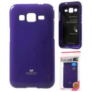 CUSTODIA GEL TPU SILICONE per SAMSUNG G360 GALAXY CORE PRIME COLORE VIOLA LUCIDO CON GLITTER ALTA QUALITA' MERCURY BLISTER