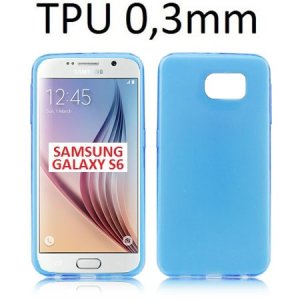 CUSTODIA GEL TPU SILICONE ULTRA SLIM 0,3mm per SAMSUNG SM-G920 GALAXY S6 COLORE AZZURRO TRASPARENTE