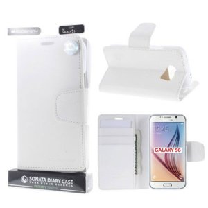 CUSTODIA FLIP ORIZZONTALE PELLE per SAMSUNG SM-G920 GALAXY S6 CON INTERNO IN TPU E STAND COLORE BIANCO SONATA MERCURY BLISTER