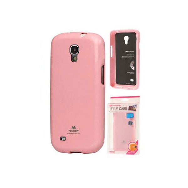 CUSTODIA GEL TPU SILICONE per SAMSUNG I9190 GALAXY S4 MINI COLORE ROSA LUCIDO CON GLITTER ALTA QUALITA' MERCURY BLISTER
