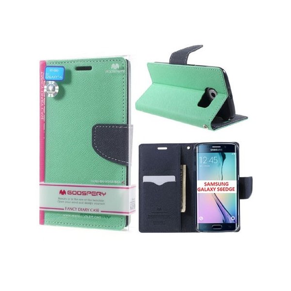 CUSTODIA FLIP ORIZZONTALE per SAMSUNG SM-G925 GALAXY S6 EDGE CON INTERNO IN TPU E STAND VERDE ACQUA FANCY DIARY MERCURY CUSTODIA FLIP ORIZZONTALE per SAMSUNG SM-G925 GALAXY S6 EDGE CON INTERNO IN TPU E STAND VERDE ACQUA FANCY DIARY MERCURY