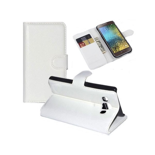 CUSTODIA FLIP ORIZZONTALE SIMILPELLE per SAMSUNG SM-E500 GALAXY E5 CON STAND, PORTA CARTE E CHIUSURA MAGNETICA COLORE BIANCO CUSTODIA FLIP ORIZZONTALE SIMILPELLE per SAMSUNG SM-E500 GALAXY E5 CON STAND, PORTA CARTE E CHIUSURA MAGNETICA COLORE BIANCO