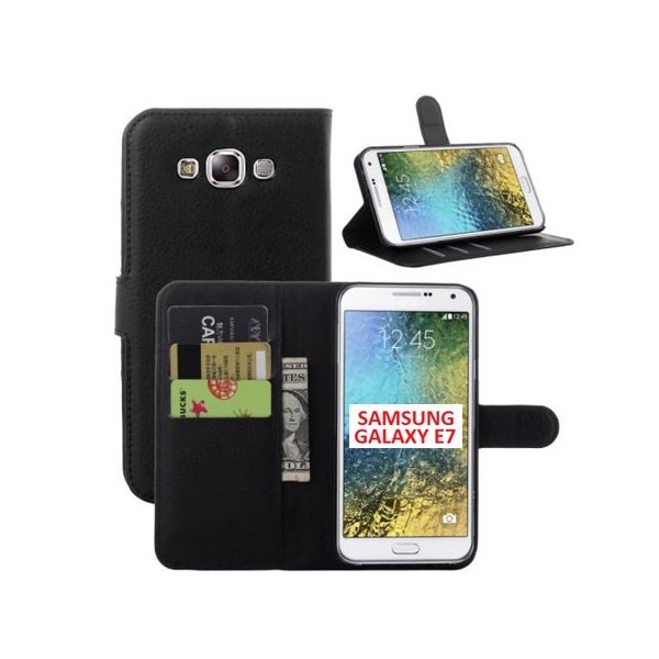 CUSTODIA FLIP ORIZZONTALE SIMILPELLE per SAMSUNG SM-E700 GALAXY E7 CON STAND, PORTA CARTE E CHIUSURA MAGNETICA COLORE NERO CUSTODIA FLIP ORIZZONTALE SIMILPELLE per SAMSUNG SM-E700 GALAXY E7 CON STAND, PORTA CARTE E CHIUSURA MAGNETICA COLORE NERO