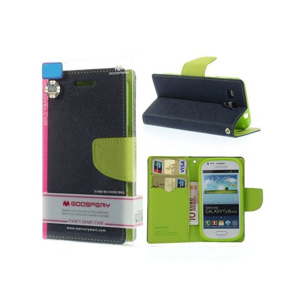 CUSTODIA FLIP ORIZZONTALE per SAMSUNG I8190 GALAXY S3 MINI, I8200 CON STAND E PORTA CARTE COLORE BLU E VERDE FANCY DIARY MERCURY CUSTODIA FLIP ORIZZONTALE per SAMSUNG I8190 GALAXY S3 MINI, I8200 CON STAND E PORTA CARTE COLORE BLU E VERDE FANCY DIARY MERCURY