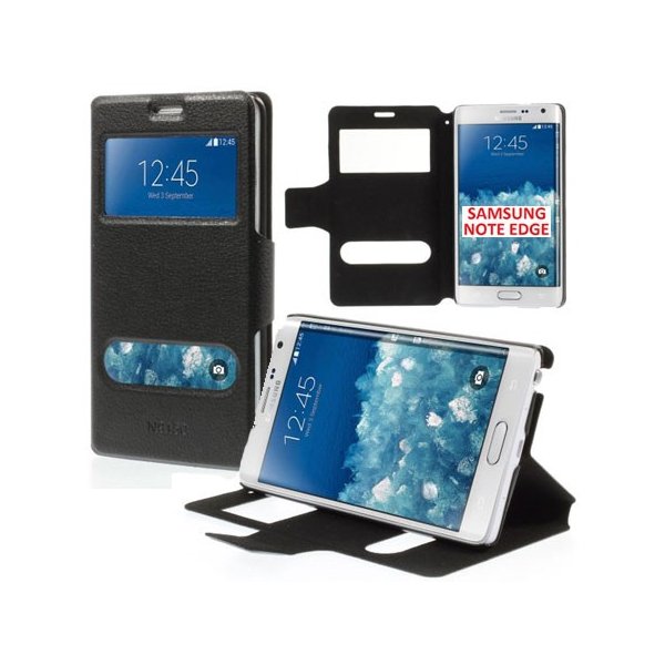 CUSTODIA FLIP ORIZZONTALE SLIM per SAMSUNG N915 GALAXY NOTE EDGE CON DOPPIA FINESTRA ID, STAND E CHIUSURA MAGNETICA COLORE NERO CUSTODIA FLIP ORIZZONTALE SLIM per SAMSUNG N915 GALAXY NOTE EDGE CON DOPPIA FINESTRA ID, STAND E CHIUSURA MAGNETICA COLORE NERO