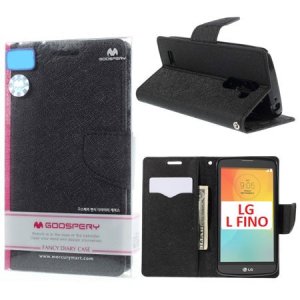 CUSTODIA FLIP ORIZZONTALE per LG L FINO, D290N, D295 CON INTERNO IN TPU E STAND COLORE NERO FANCY DIARY BLISTER MERCURY