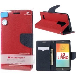 CUSTODIA FLIP ORIZZONTALE per LG L FINO, D290N, D295 CON INTERNO IN TPU E STAND COLORE ROSSO FANCY DIARY BLISTER MERCURY