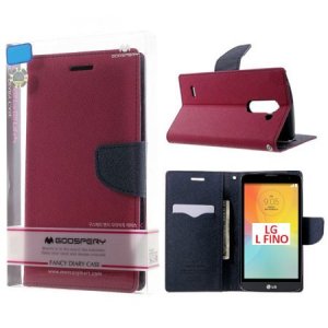 CUSTODIA FLIP ORIZZONTALE per LG L FINO, D290N, D295 CON INTERNO IN TPU E STAND COLORE FUCSIA FANCY DIARY BLISTER MERCURY