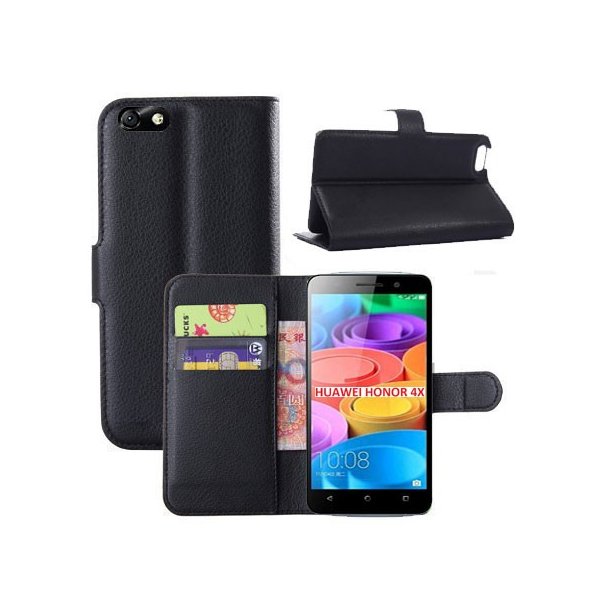 CUSTODIA FLIP ORIZZONTALE SIMILPELLE per HUAWEI HONOR 4X CON STAND, PORTA CARTE E CHIUSURA MAGNETICA COLORE NERO CUSTODIA FLIP ORIZZONTALE SIMILPELLE per HUAWEI HONOR 4X CON STAND, PORTA CARTE E CHIUSURA MAGNETICA COLORE NERO