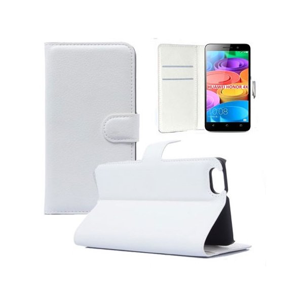 CUSTODIA FLIP ORIZZONTALE SIMILPELLE per HUAWEI HONOR 4X CON STAND, PORTA CARTE E CHIUSURA MAGNETICA COLORE BIANCO CUSTODIA FLIP ORIZZONTALE SIMILPELLE per HUAWEI HONOR 4X CON STAND, PORTA CARTE E CHIUSURA MAGNETICA COLORE BIANCO