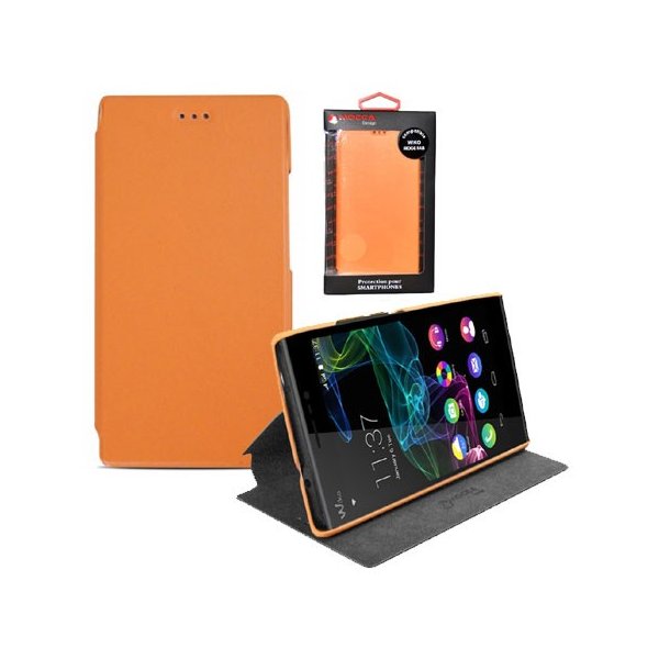 CUSTODIA FLIP ORIZZONTALE SLIM PELLE per WIKO RIDGE FAB 4G CON STAND COLORE ARANCIONE ALTA QUALITA' MOCCA BLISTER CUSTODIA FLIP ORIZZONTALE SLIM PELLE per WIKO RIDGE FAB 4G CON STAND COLORE ARANCIONE ALTA QUALITA' MOCCA BLISTER
