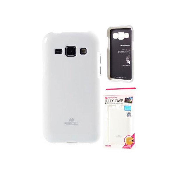 CUSTODIA GEL TPU SILICONE per SAMSUNG SM-J100H GALAXY J1 COLORE BIANCO LUCIDO CON GLITTER ALTA QUALITA' MERCURY BLISTER CUSTODIA GEL TPU SILICONE per SAMSUNG SM-J100H GALAXY J1 COLORE BIANCO LUCIDO CON GLITTER ALTA QUALITA' MERCURY BLISTER