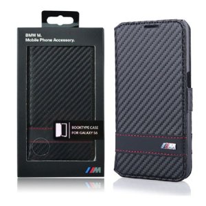 CUSTODIA FLIP ORIZZONTALE VERA PELLE BMW BMFLBKS6MCC per SAMSUNG SM-G920 GALAXY S6 CON PORTA CARTE COLORE NERO BLISTER