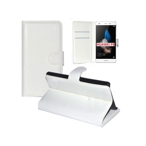 CUSTODIA FLIP ORIZZONTALE SIMILPELLE per HUAWEI ASCEND P8 CON STAND, TASCHE PORTA CARTE E CHIUSURA MAGNETICA COLORE BIANCO CUSTODIA FLIP ORIZZONTALE SIMILPELLE per HUAWEI ASCEND P8 CON STAND, TASCHE PORTA CARTE E CHIUSURA MAGNETICA COLORE BIANCO