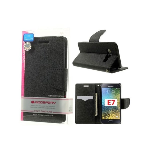 CUSTODIA FLIP ORIZZONTALE per SAMSUNG SM-E700 GALAXY E7 CON INTERNO IN TPU E STAND COLORE NERO FANCY DIARY BLISTER MERCURY CUSTODIA FLIP ORIZZONTALE per SAMSUNG SM-E700 GALAXY E7 CON INTERNO IN TPU E STAND COLORE NERO FANCY DIARY BLISTER MERCURY
