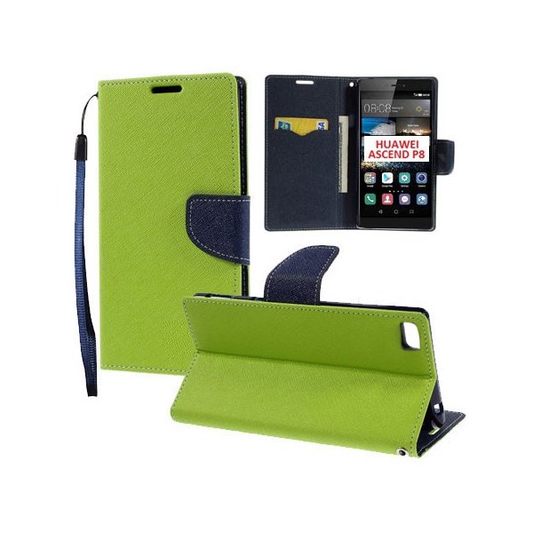 CUSTODIA FLIP ORIZZONTALE per HUAWEI ASCEND P8 CON INTERNO IN TPU SILICONE, STAND, PORTA CARTE E LACCIO DA POLSO COLORE VERDE CUSTODIA FLIP ORIZZONTALE per HUAWEI ASCEND P8 CON INTERNO IN TPU SILICONE, STAND, PORTA CARTE E LACCIO DA POLSO COLORE VERDE