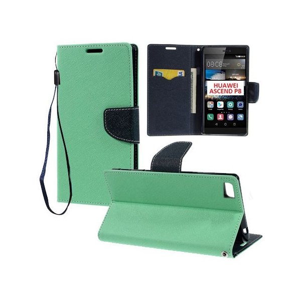 CUSTODIA FLIP ORIZZONTALE per HUAWEI ASCEND P8 CON INTERNO IN TPU, STAND, PORTA CARTE E LACCIO DA POLSO COLORE VERDE ACQUA CUSTODIA FLIP ORIZZONTALE per HUAWEI ASCEND P8 CON INTERNO IN TPU, STAND, PORTA CARTE E LACCIO DA POLSO COLORE VERDE ACQUA