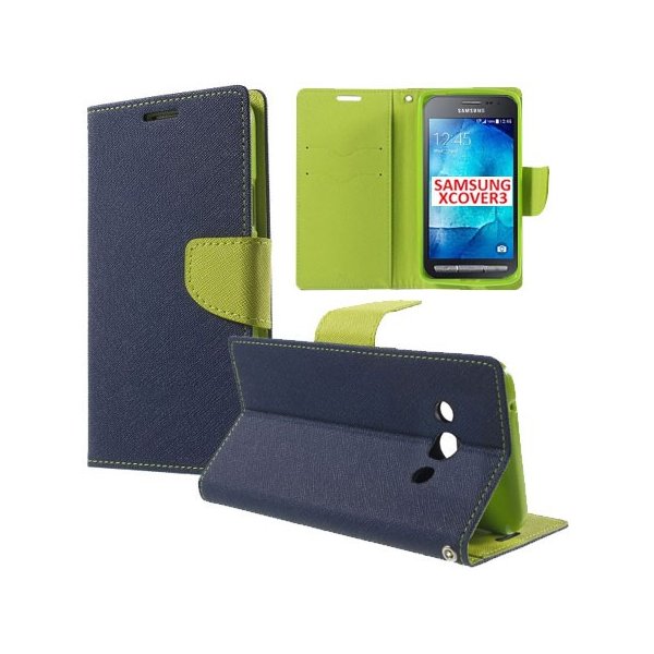 CUSTODIA FLIP ORIZZONTALE per SAMSUNG SM-G388F GALAXY XCOVER 3 CON INTERNO IN TPU SILICONE, STAND E PORTA CARTE COLORE BLU CUSTODIA FLIP ORIZZONTALE per SAMSUNG SM-G388F GALAXY XCOVER 3 CON INTERNO IN TPU SILICONE, STAND E PORTA CARTE COLORE BLU
