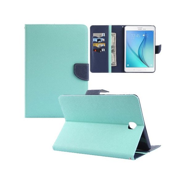 CUSTODIA BOOK ORIZZONTALE per SAMSUNG GALAXY TAB A 8.0, SM-T350 CON STAND, INTERNO IN TPU E PORTA CARTE COLORE VERDE ACQUA CUSTODIA BOOK ORIZZONTALE per SAMSUNG GALAXY TAB A 8.0, SM-T350 CON STAND, INTERNO IN TPU E PORTA CARTE COLORE VERDE ACQUA