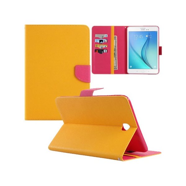 CUSTODIA BOOK ORIZZONTALE per SAMSUNG GALAXY TAB A 8.0, SM-T350 CON STAND, INTERNO IN TPU E TASCHE PORTA CARTE COLORE GIALLO CUSTODIA BOOK ORIZZONTALE per SAMSUNG GALAXY TAB A 8.0, SM-T350 CON STAND, INTERNO IN TPU E TASCHE PORTA CARTE COLORE GIALLO