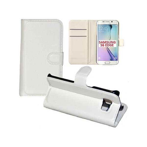 CUSTODIA FLIP ORIZZONTALE SIMILPELLE per SAMSUNG SM-G925 GALAXY S6 EDGE CON STAND, PORTA CARTE E CHIUSURA MAGNETICA BIANCO CUSTODIA FLIP ORIZZONTALE SIMILPELLE per SAMSUNG SM-G925 GALAXY S6 EDGE CON STAND, PORTA CARTE E CHIUSURA MAGNETICA BIANCO