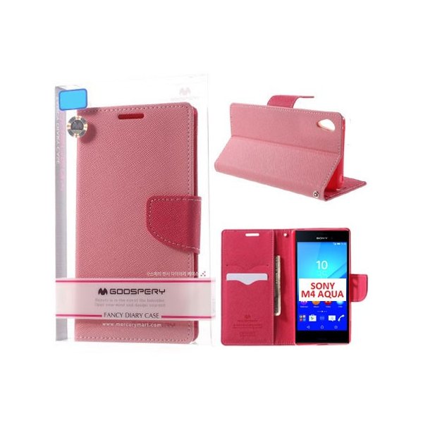 CUSTODIA FLIP ORIZZONTALE per SONY XPERIA M4 AQUA CON INTERNO IN TPU, STAND E PORTA CARTE COLORE ROSA FANCY DIARY MERCURY CUSTODIA FLIP ORIZZONTALE per SONY XPERIA M4 AQUA CON INTERNO IN TPU, STAND E PORTA CARTE COLORE ROSA FANCY DIARY MERCURY