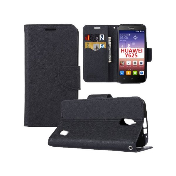 CUSTODIA FLIP ORIZZONTALE per HUAWEI ASCEND Y625 CON INTERNO IN TPU SILICONE, STAND E TASCHE PORTA CARTE COLORE NERO CUSTODIA FLIP ORIZZONTALE per HUAWEI ASCEND Y625 CON INTERNO IN TPU SILICONE, STAND E TASCHE PORTA CARTE COLORE NERO