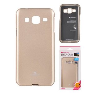 CUSTODIA GEL TPU SILICONE per SAMSUNG G530H GALAXY GRAND PRIME COLORE ORO LUCIDO CON GLITTER ALTA QUALITA' MERCURY BLISTER