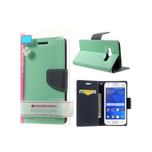 CUSTODIA FLIP ORIZZONTALE PELLE per SAMSUNG G313H GALAXY TREND, G318 TREND 2 LITE CON INTERNO IN TPU VERDE ACQUA FANCY MERCURY CUSTODIA FLIP ORIZZONTALE PELLE per SAMSUNG G313H GALAXY TREND, G318 TREND 2 LITE CON INTERNO IN TPU VERDE ACQUA FANCY MERCURY