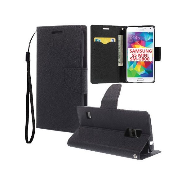 CUSTODIA FLIP ORIZZONTALE per SAMSUNG G800 GALAXY S5 MINI CON INTERNO IN TPU, STAND, PORTA CARTE E LACCIO DA POLSO COLORE NERO CUSTODIA FLIP ORIZZONTALE per SAMSUNG G800 GALAXY S5 MINI CON INTERNO IN TPU, STAND, PORTA CARTE E LACCIO DA POLSO COLORE NERO