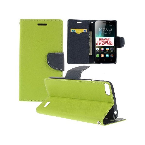 CUSTODIA FLIP ORIZZONTALE per HUAWEI HONOR 4C, G PLAY MINI, G650 CON INTERNO IN TPU, STAND E TASCHE PORTA CARTE COLORE VERDE CUSTODIA FLIP ORIZZONTALE per HUAWEI HONOR 4C, G PLAY MINI, G650 CON INTERNO IN TPU, STAND E TASCHE PORTA CARTE COLORE VERDE