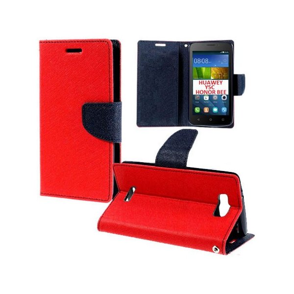 CUSTODIA FLIP ORIZZONTALE per HUAWEI Y5C, HONOR BEE CON INTERNO IN TPU SILICONE, STAND E CHIUSURA MAGNETICA COLORE ROSSO CUSTODIA FLIP ORIZZONTALE per HUAWEI Y5C, HONOR BEE CON INTERNO IN TPU SILICONE, STAND E CHIUSURA MAGNETICA COLORE ROSSO