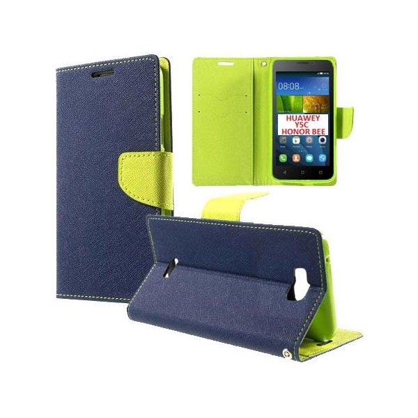 CUSTODIA FLIP ORIZZONTALE per HUAWEI Y5C, HONOR BEE CON INTERNO IN TPU SILICONE, STAND E CHIUSURA MAGNETICA COLORE BLU CUSTODIA FLIP ORIZZONTALE per HUAWEI Y5C, HONOR BEE CON INTERNO IN TPU SILICONE, STAND E CHIUSURA MAGNETICA COLORE BLU