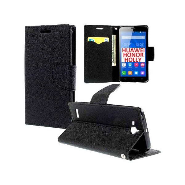CUSTODIA FLIP ORIZZONTALE per HUAWEI HONOR HOLLY CON INTERNO IN TPU SILICONE, STAND E TASCHE PORTA CARTE COLORE NERO CUSTODIA FLIP ORIZZONTALE per HUAWEI HONOR HOLLY CON INTERNO IN TPU SILICONE, STAND E TASCHE PORTA CARTE COLORE NERO