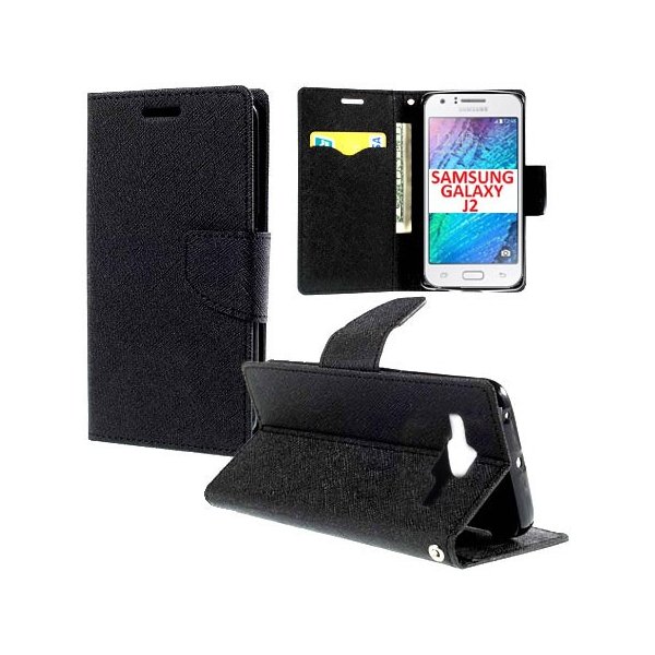 CUSTODIA FLIP ORIZZONTALE per SAMSUNG SM-J200F GALAXY J2 CON STAND, INTERNO IN TPU SILICONE E TASCHE PORTA CARTE COLORE NERO CUSTODIA FLIP ORIZZONTALE per SAMSUNG SM-J200F GALAXY J2 CON STAND, INTERNO IN TPU SILICONE E TASCHE PORTA CARTE COLORE NERO