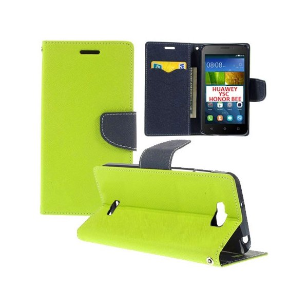 CUSTODIA FLIP ORIZZONTALE per HUAWEI Y5C, HONOR BEE CON INTERNO IN TPU SILICONE, STAND E CHIUSURA MAGNETICA COLORE VERDE CUSTODIA FLIP ORIZZONTALE per HUAWEI Y5C, HONOR BEE CON INTERNO IN TPU SILICONE, STAND E CHIUSURA MAGNETICA COLORE VERDE